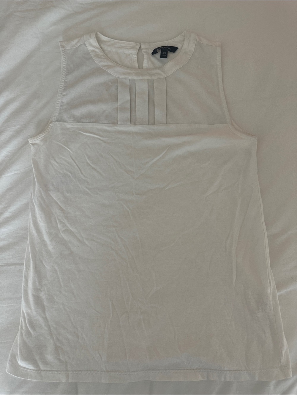 Banana Republic White Sleeveless Pleated Yoke Shell